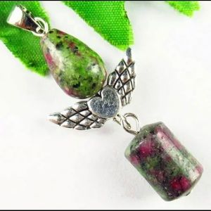 Ruby in Fuchsite Teardrop Necklace Pendant